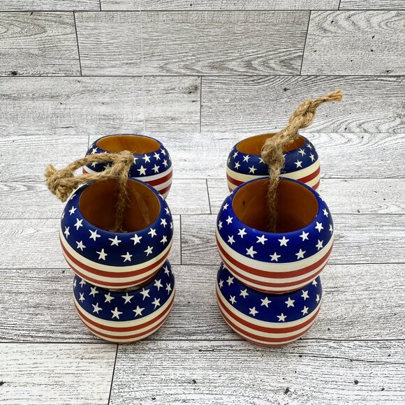 Patriotic Napkin Rings Set of 8 Round Stars and Stripes - Red, White, and Blue - Picture 8 of 8